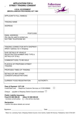 Fillable Online Shepway Gov Street Trading Consent Application Form 14