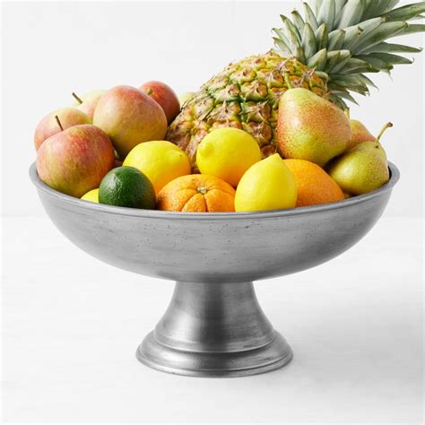 Antique Pewter Pedestal Fruit Bowl Williams Sonoma