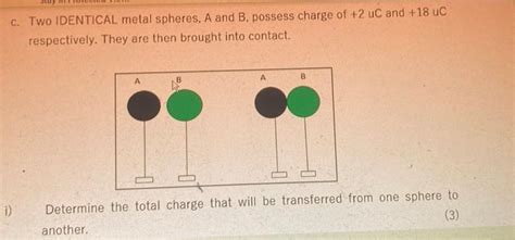 Solved C Two Identical Metal Spheres A And B Possess