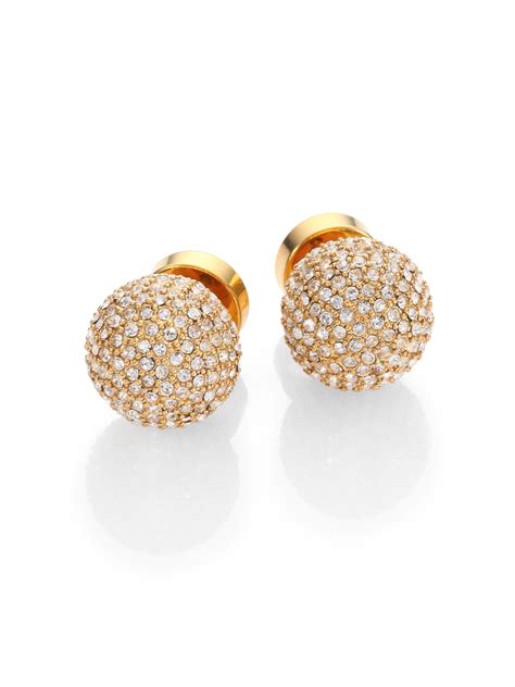 Lyst Michael Kors Pave Ball Stud Earrings In Metallic