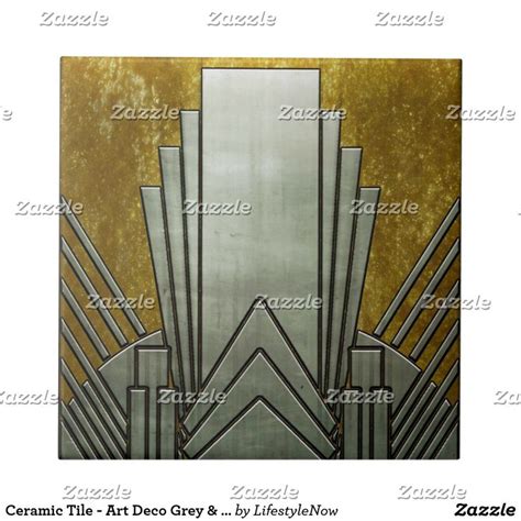 Ceramic Tile Art Deco Gray And Gold Zazzle Art Deco Tiles Tile