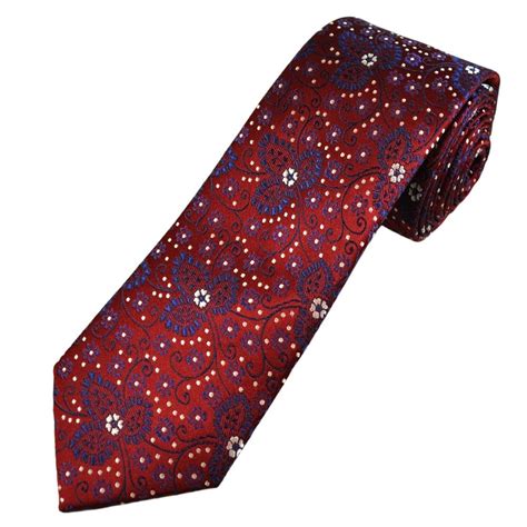 Tresanti Reale Red Navy Blue And White Pattern Mens Silk Tie From Ties