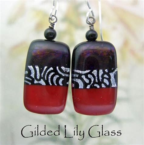 These Dichroic Earrings With Velvety Black Glass And Silver Geometric Dichroic Glass Will Be Hit