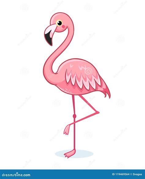 A Flamingo In Cartoon Style. Cute Flamingo Isolated On White Background ...