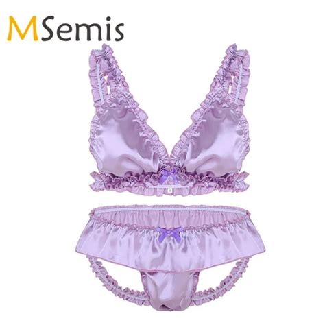 Aliexpress Buy Pcs Mens Sissy Lingerie Set Gay Satin Panties For