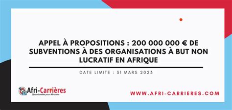 Appel Propositions De Subventions Des Organisations