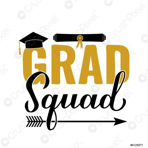 Grad Squad Caligraf A Letras A Mano Con Sombrero De Vector De Stock