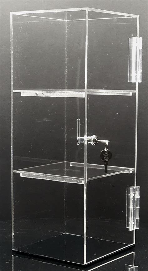 T Z Tagz Clear Acrylic Display Case Removable 2 Shelf Locking Showcase Cabinet Etsy