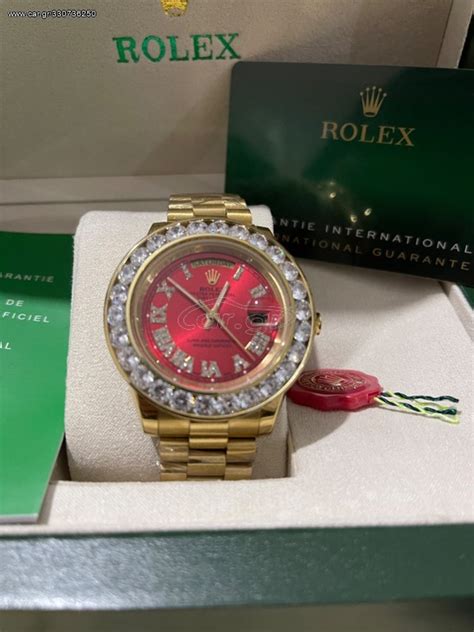 Car Gr Rolex Day Date Diamonds Red Dial 41mm Superclone 5A