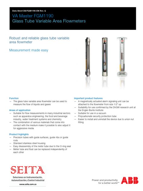 Catalogo Rotametros Abb Pdf Flow Measurement Pipe Fluid Conveyance