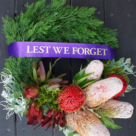 Anzac Day Wreath Native Lest We Forget Flowers At The Door