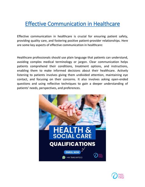 Effective Communication in Healthcare by Inspire London College - Issuu