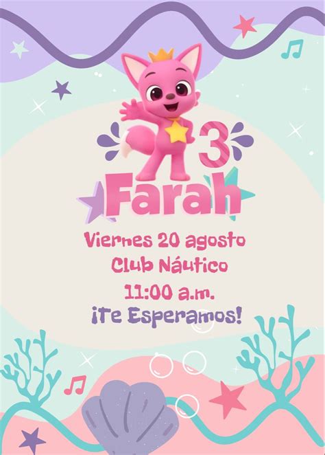 Invitación pinkfong Ideas creativas para cumpleaños Invitaciones