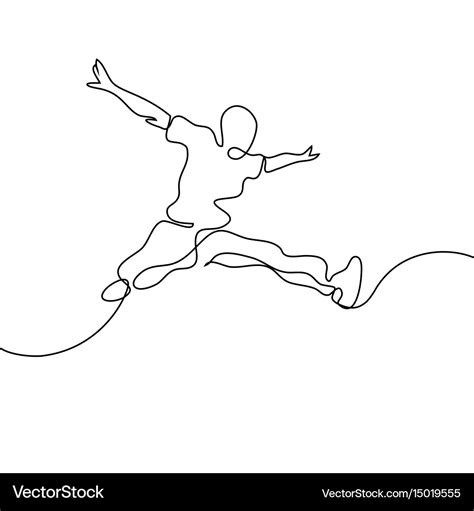 Continuous Line Drawing Happy Jumping Man Vector Image