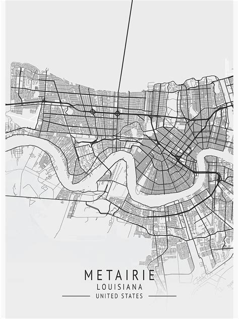 Metairie Louisiana US Gray City Map Poster For Sale By Ctmapprint