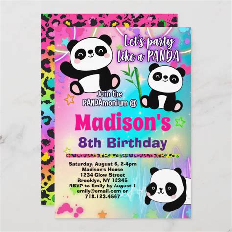 Cute Pandas Birthday Party Invitation Zazzle