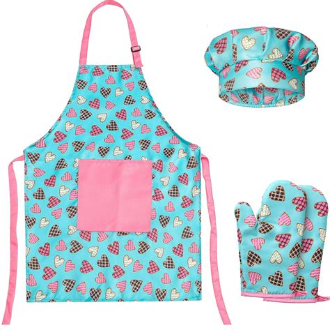 Risebrite Kids Apron For Girls Includes Chef Hat Set With