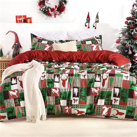 Amazon Caromio Christmas Duvet Cover Queen Size Reindeer