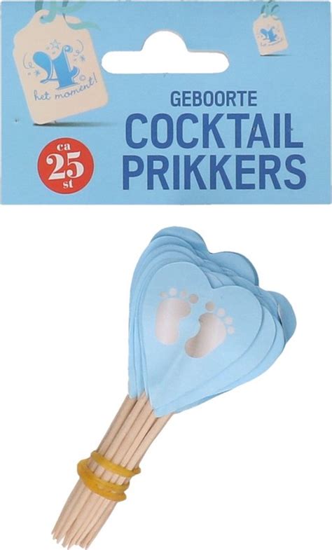 Zakje Geboorte Cocktail Prikkers Blauw Breedte Cm Stuks Bol