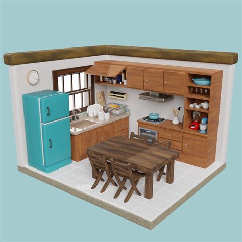 3d Isometric Kitchen Low Poly Turbosquid 2156097