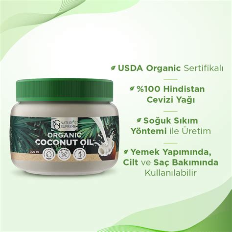 Nature s Supreme Organik Hindistan Cevizi Yağı 300 mL Vitaminler