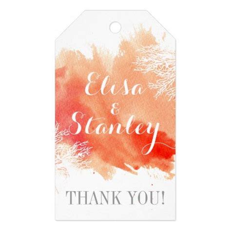 Modern Watercolor Coral Reef Wedding Thank You T Tags