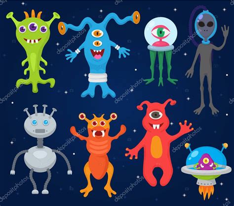 Monstruo Alien Gena Vector De Dibujos Animados Personaje Monstruoso