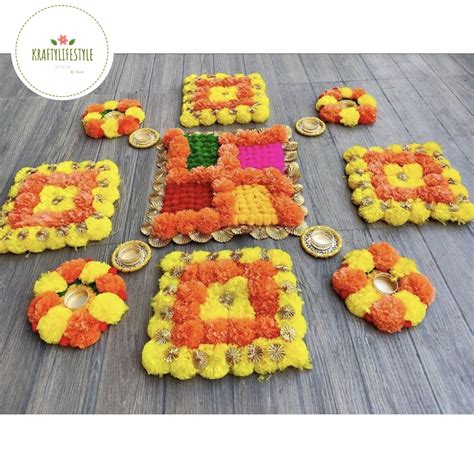 Artificial Marigold Flower Rangoli – KraftyLifestyle