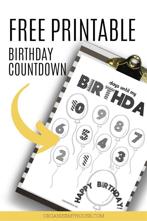 Free Kids Printable Birthday Countdown Calendar They'll Love