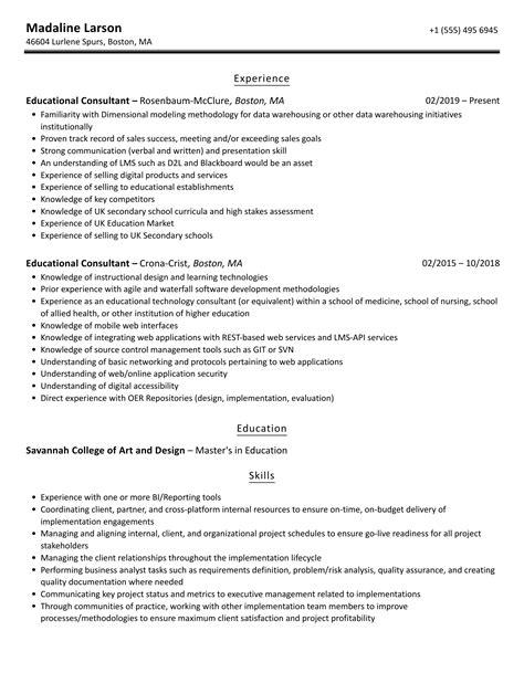 Educational Consultant Resume Samples Velvet Jobs