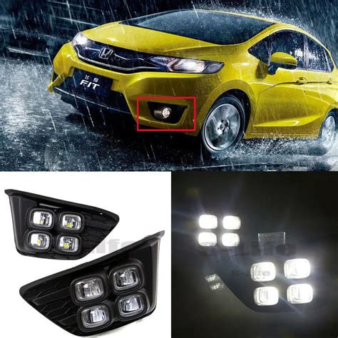 For Honda Jazz White Lamp Led Daytime Running Light Drl Fog