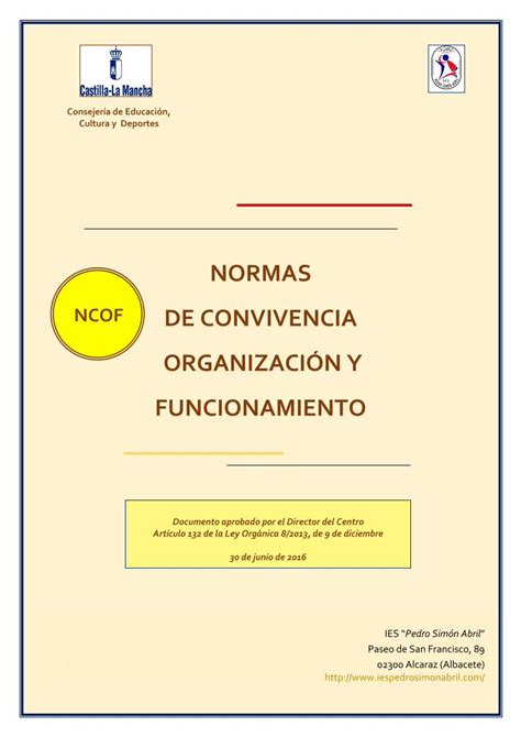 PDF NORMAS DE CONVIVENCIA ORGANIZACIÓN Y Normas de Convivencia