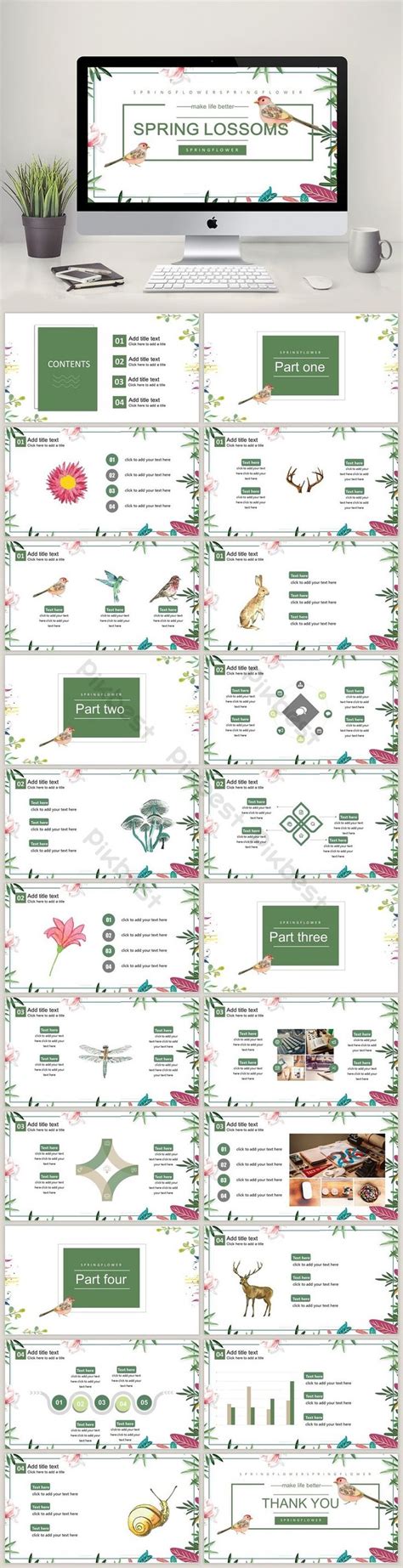 Spring Flowers Ppt Template PowerPoint | PPTX Template Free Download - Pikbest | Ppt template ...