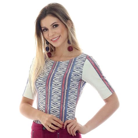 Blusa Proteção Solar uv Feminina Meia Manga Estampa Étnica Tribal