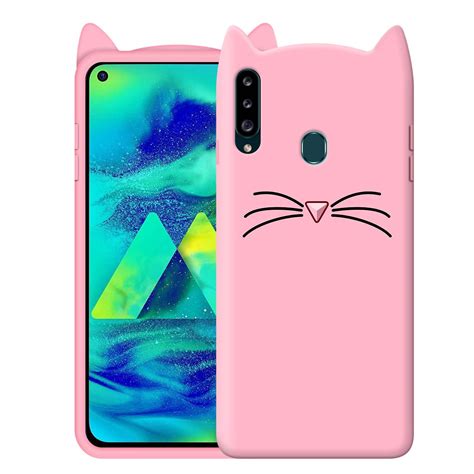 Addindia Samsung Galaxy M40 Cover Girl S Pink Cute 3D Mustache Cat