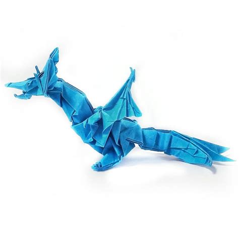 Handmade Origami Blue Water Dragon Etsy