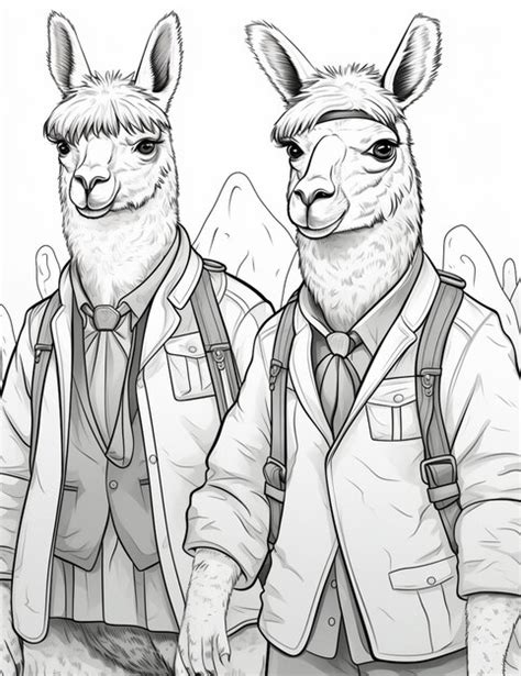 Premium Photo There Are Two Llamas Dressed In Suits And Ties Standing