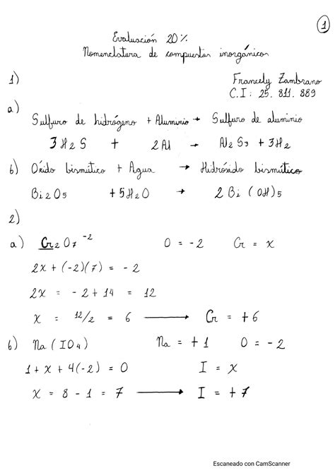 Solution Nomenclatura De Compuestos Inorg Nicos Studypool