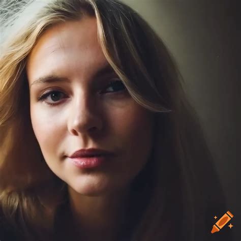 Close Up Of A Blonde Woman With Tousled Hair In A Bedroom Setting On