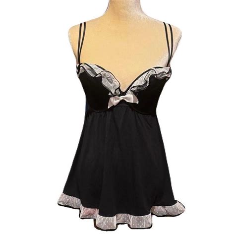 Victorias Secret Babydoll Nighty Lingerie Black And Depop