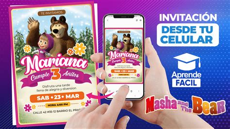 Como hacer Invitación de masha y el oso en el celular Aprende Facil