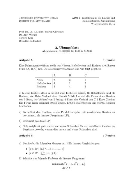 Uebung 2 Wintersemester 2 Technische Universit At Berlin ADM I