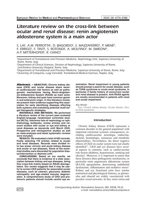 PDF Literature Review On The Cross Link Between Ocular And Renal