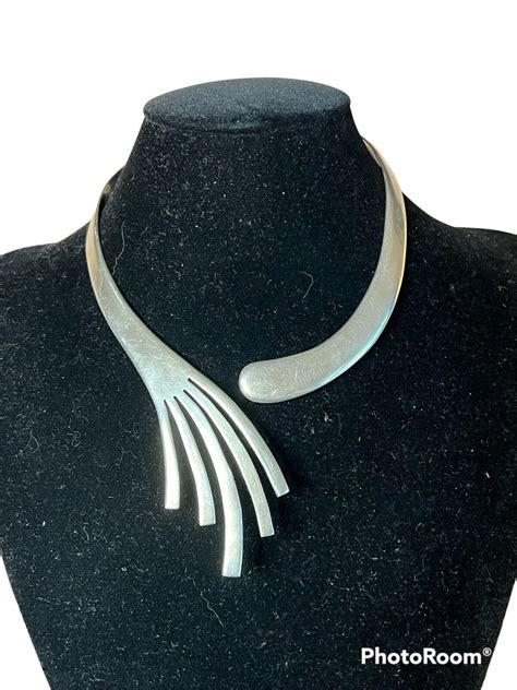 Taxco Sterling Silver Modernist Necklace Gem