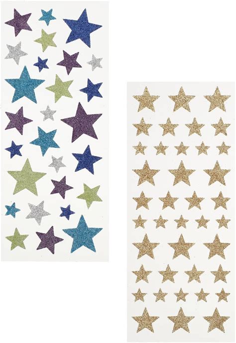 Amazon.com: WIAMEE Glitter Reward Star Stickers Labels: 2 Sheets Self ...