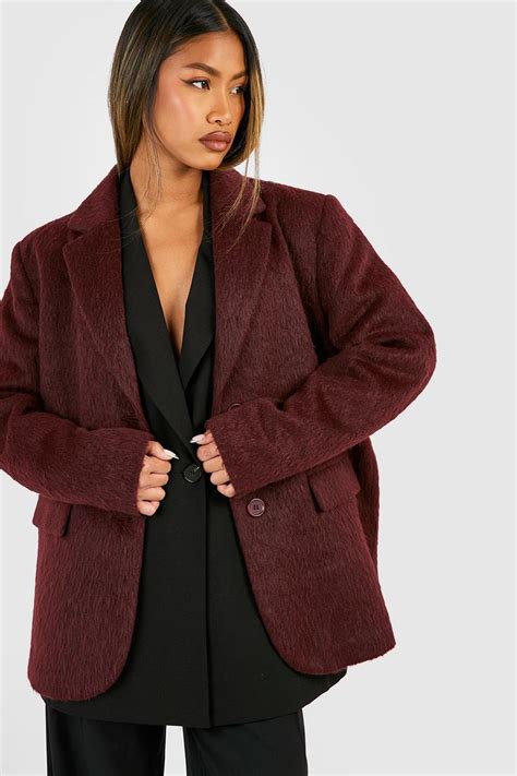 Oversized Textured Wool Blazer Boohoo Uk