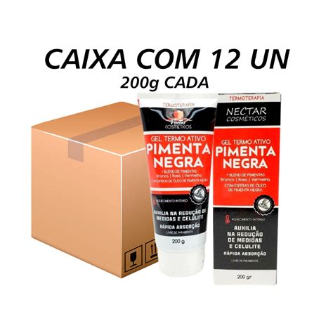 Kit 12 Gel Lipo Redutor Pimenta Negra Nectar 200g Queima Gordura