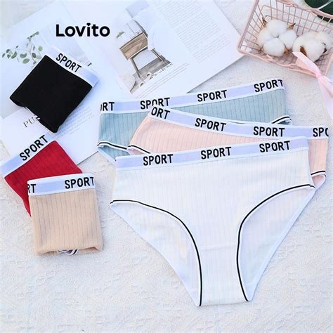 Lovito Calcinha Casual Letras Colorblock Para Mulheres LNL60293