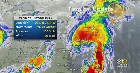 Tracking Elsa Tropical Storm Moves Out Of Maryland After Bringing