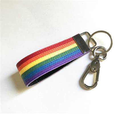 Gay Pride Leather Keychain Rainbow Lgbt Lgbtq Key Chain Flag Etsy